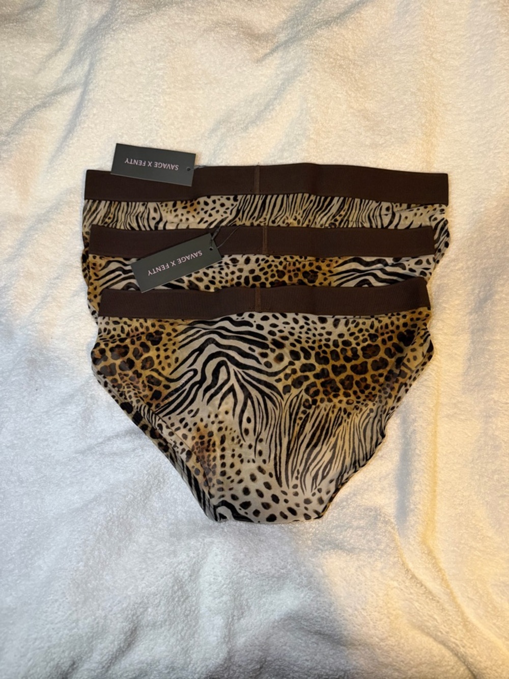 Savage X Fenty and Men’s Sheer Animal Print Briefs - Brown & Black - Picture 3 of 4